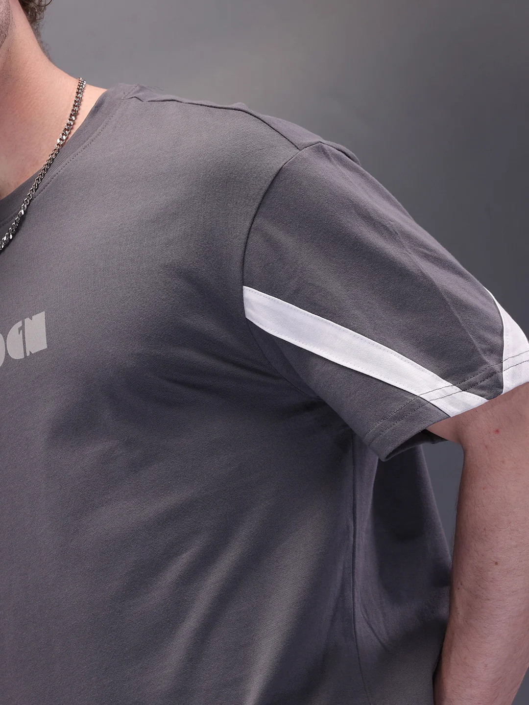 Placement Printed Oversized T-Shirt | Dark Grey - Image 4