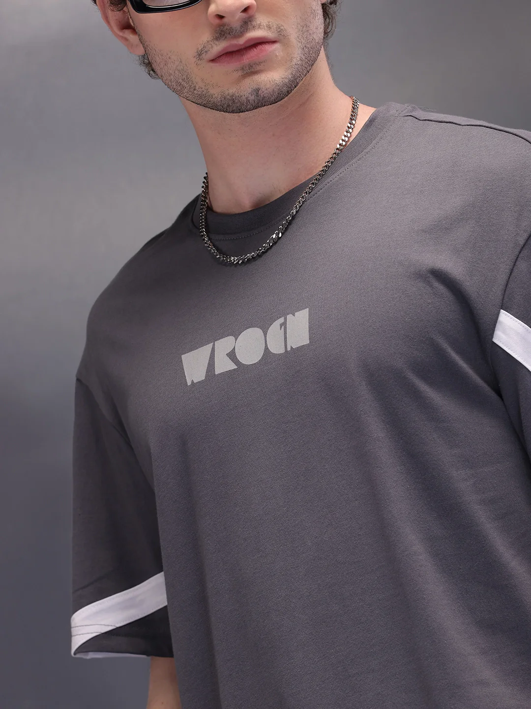 Placement Printed Oversized T-Shirt | Dark Grey - Image 5