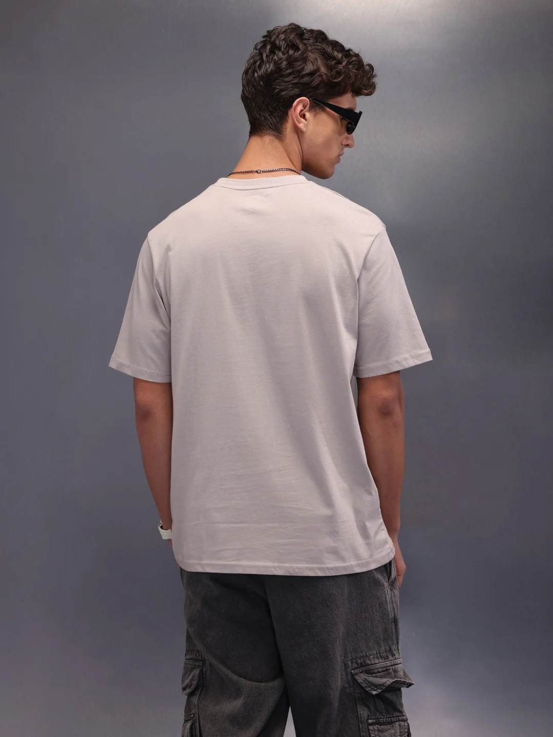 Placement Printed Oversized T-Shirt | Grey - Image 3