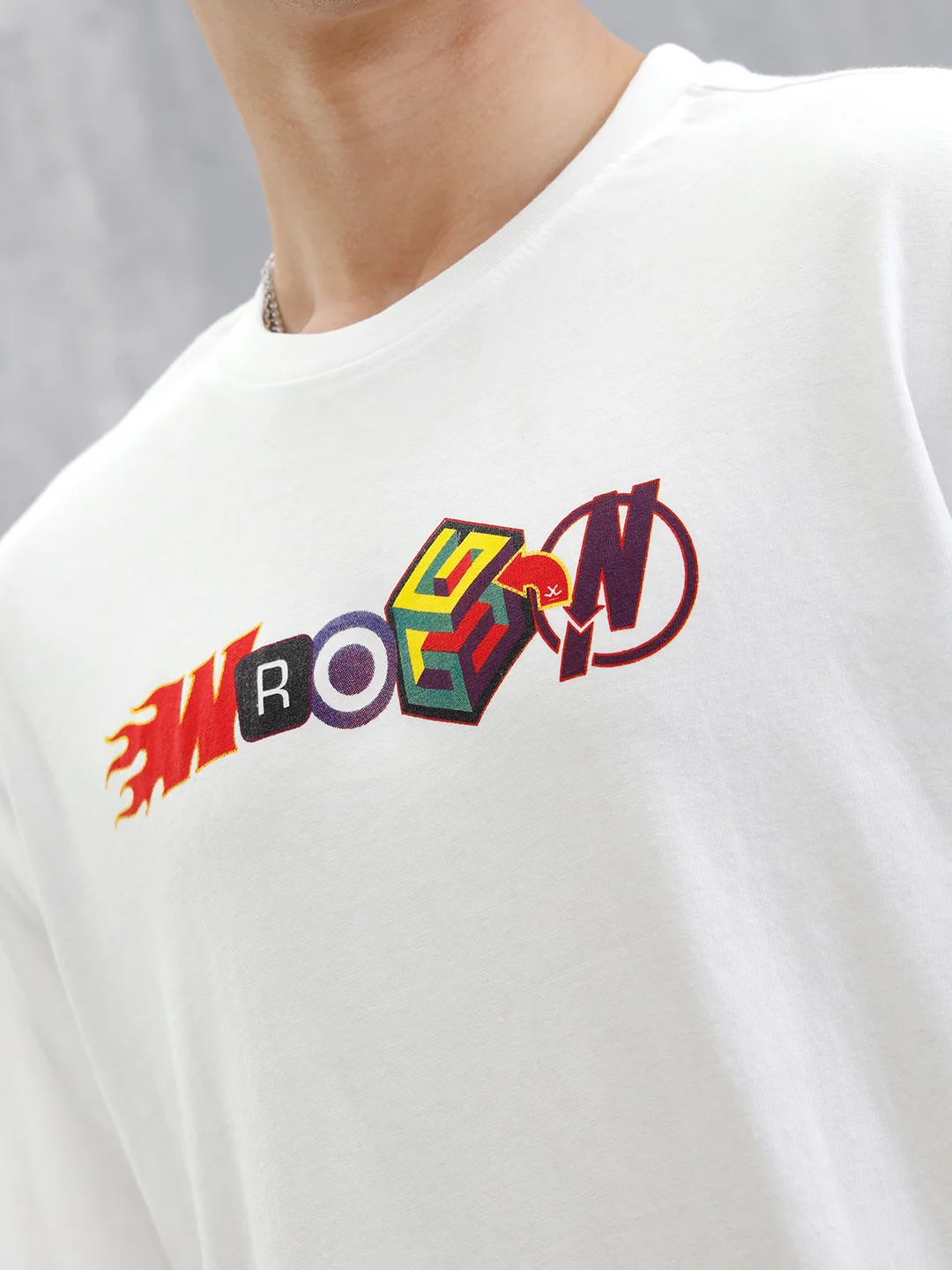 Placement Printed Oversized T-Shirt | White - Image 5