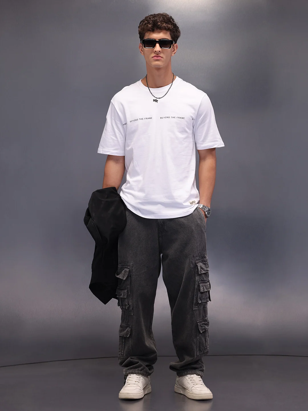 Placement Printed Oversized T-Shirt | White - Image 2