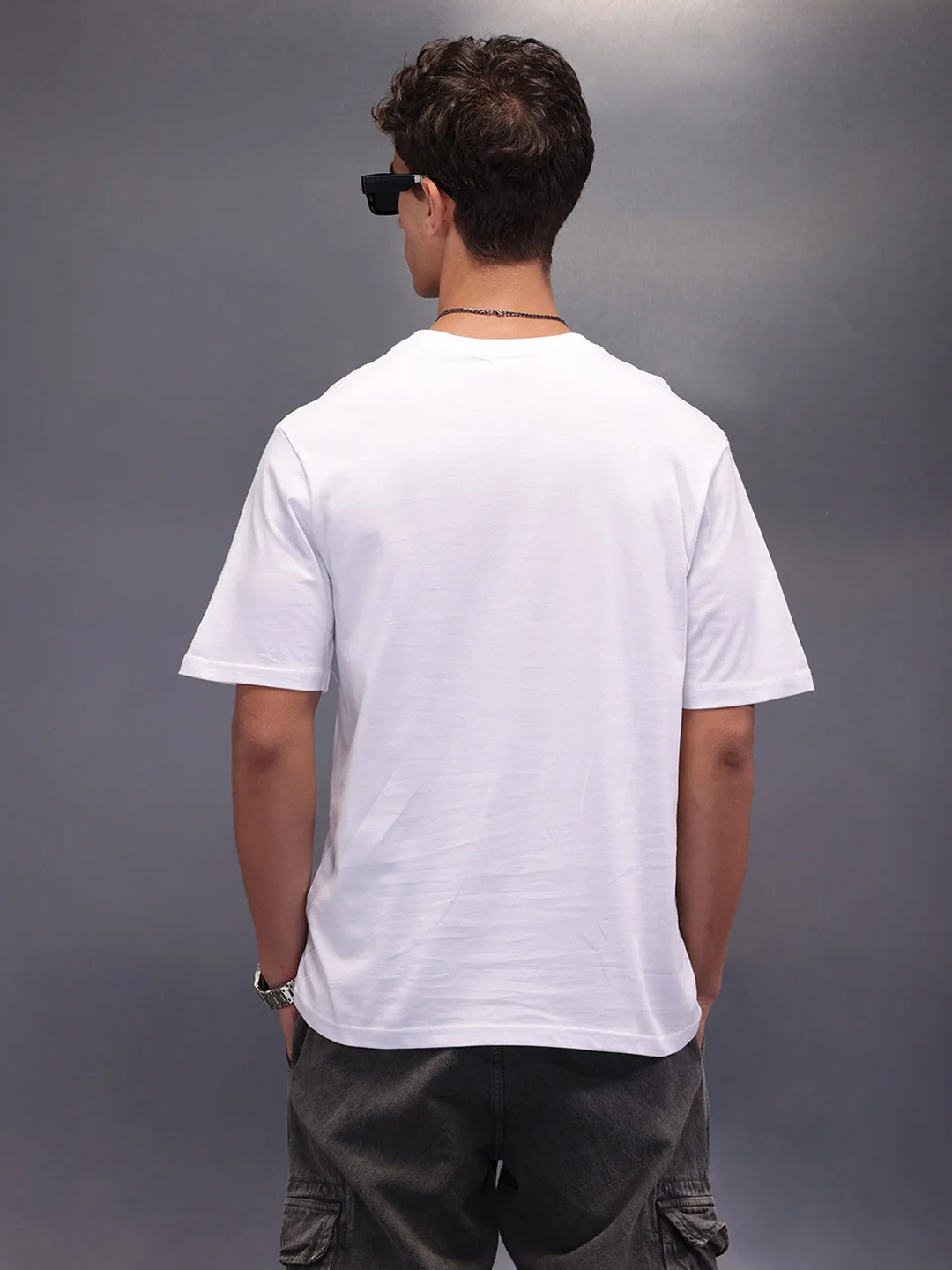 Placement Printed Oversized T-Shirt | White - Image 3