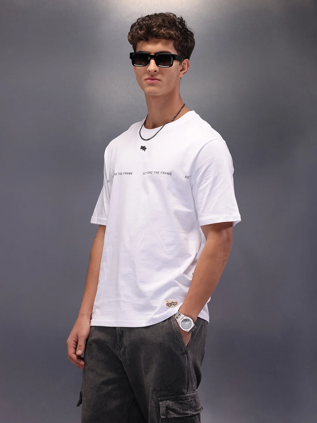 Placement Printed Oversized T-Shirt | White - Image 4