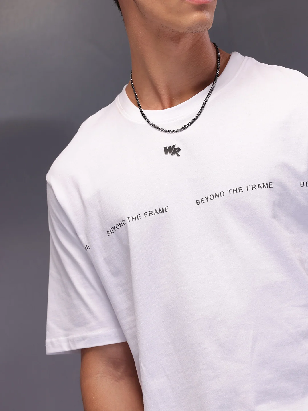 Placement Printed Oversized T-Shirt | White - Image 5