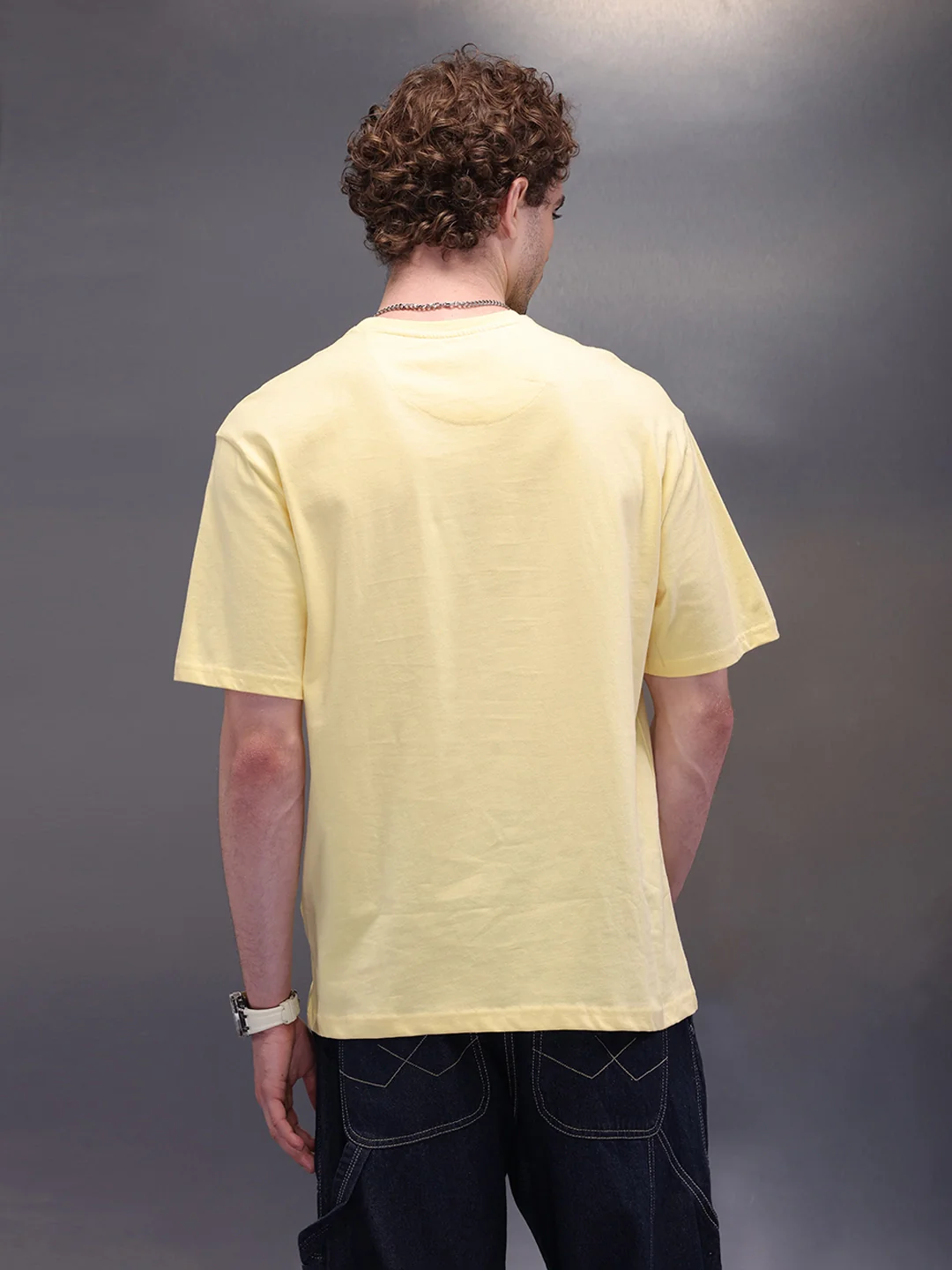 Placement Printed Oversized T-Shirt | Yellow - Image 3