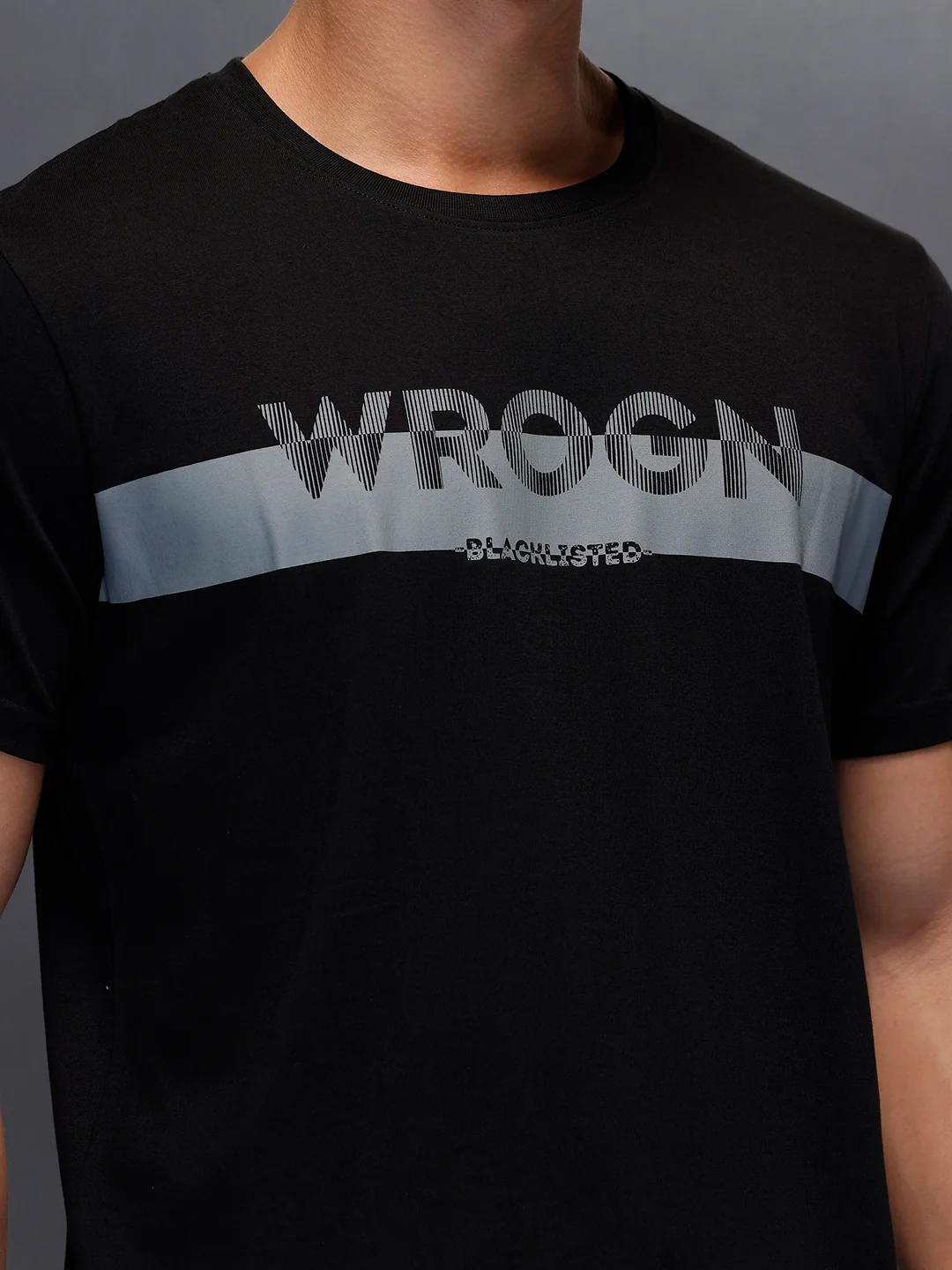 Placement Printed Regular Fit T-Shirt   |  Black - Image 5