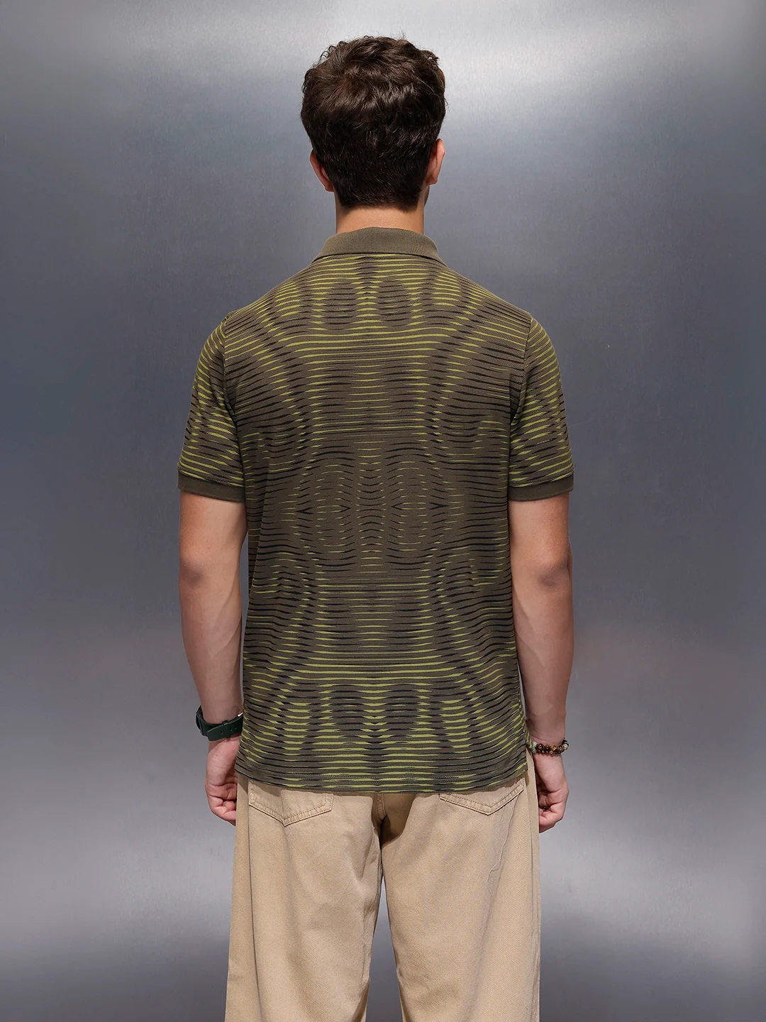 Placement Printed Slim Fit Polo T-Shirt  | Olive - Image 3