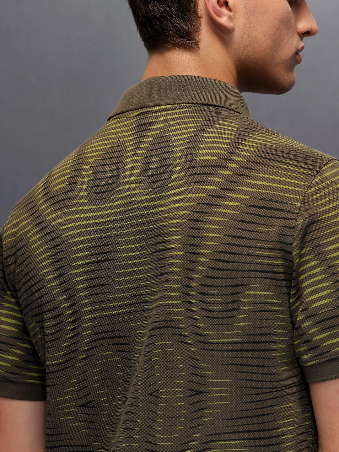 Placement Printed Slim Fit Polo T-Shirt  | Olive - Image 5