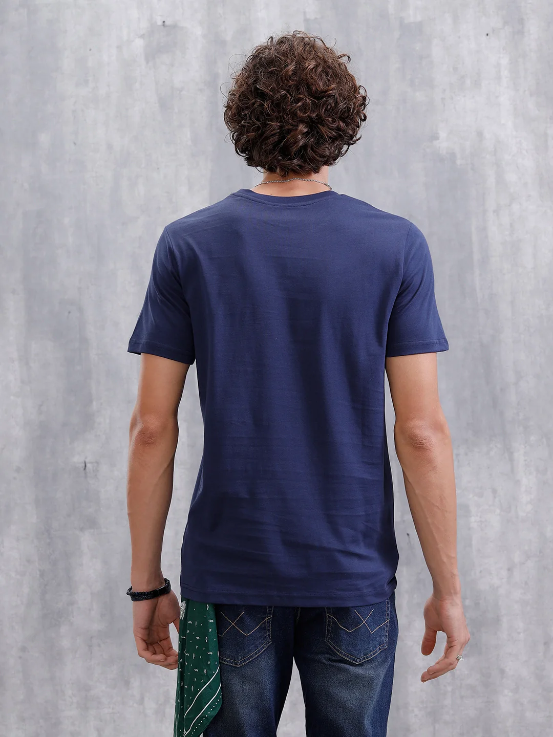 Placement Printed Slim Fit T-Shirt  | Navy Blue - Image 3