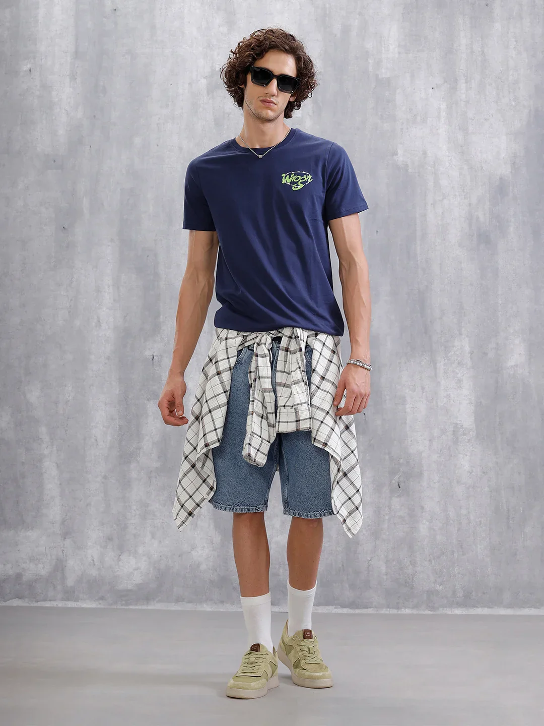 Placement Printed Slim Fit T-Shirt  | Navy Blue - Image 2
