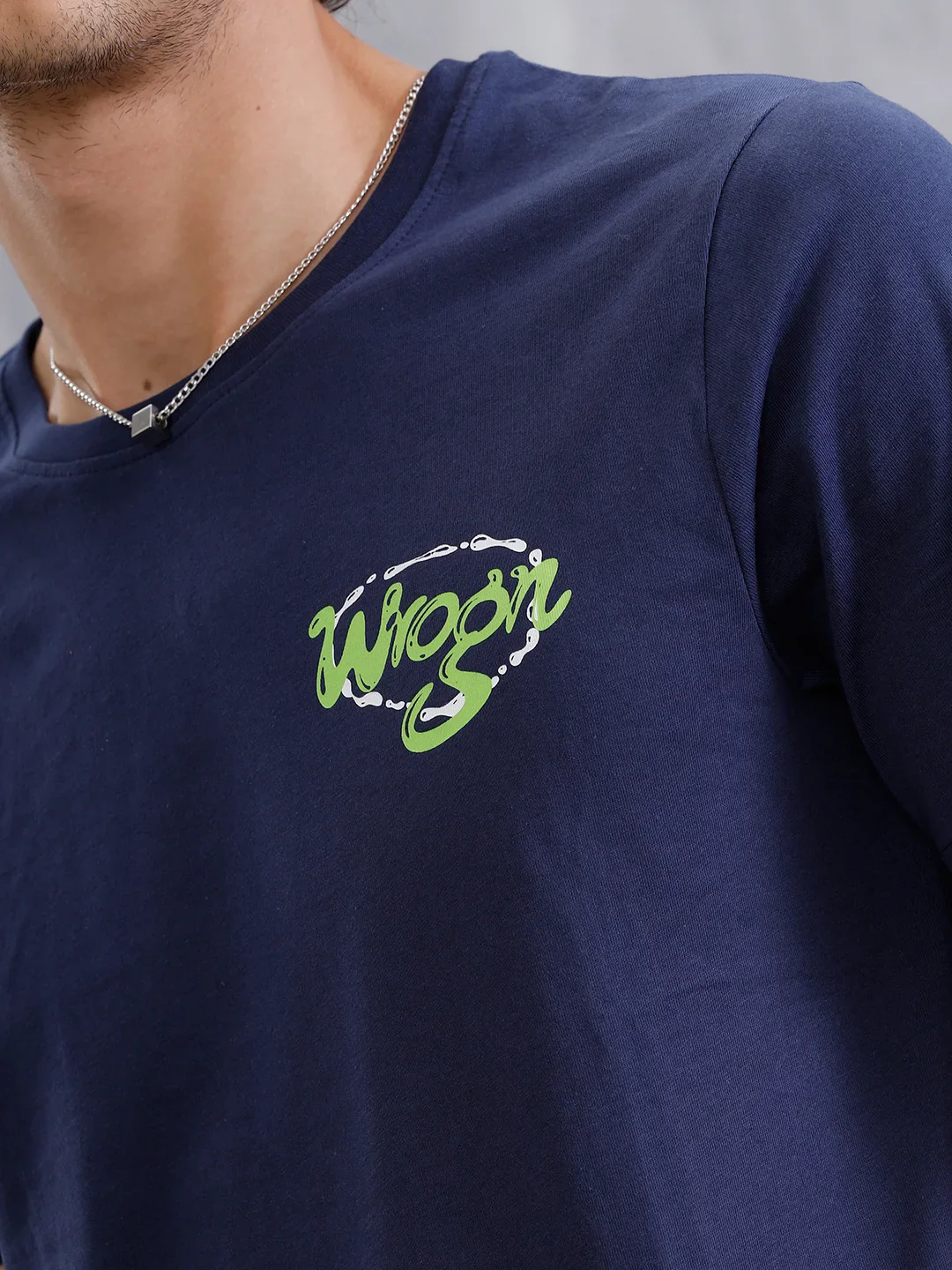 Placement Printed Slim Fit T-Shirt  | Navy Blue - Image 5
