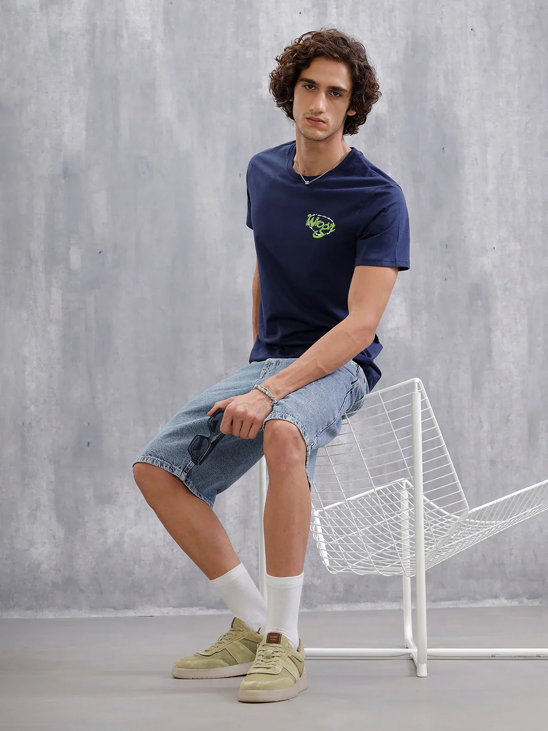 Placement Printed Slim Fit T-Shirt  | Navy Blue - Image 6
