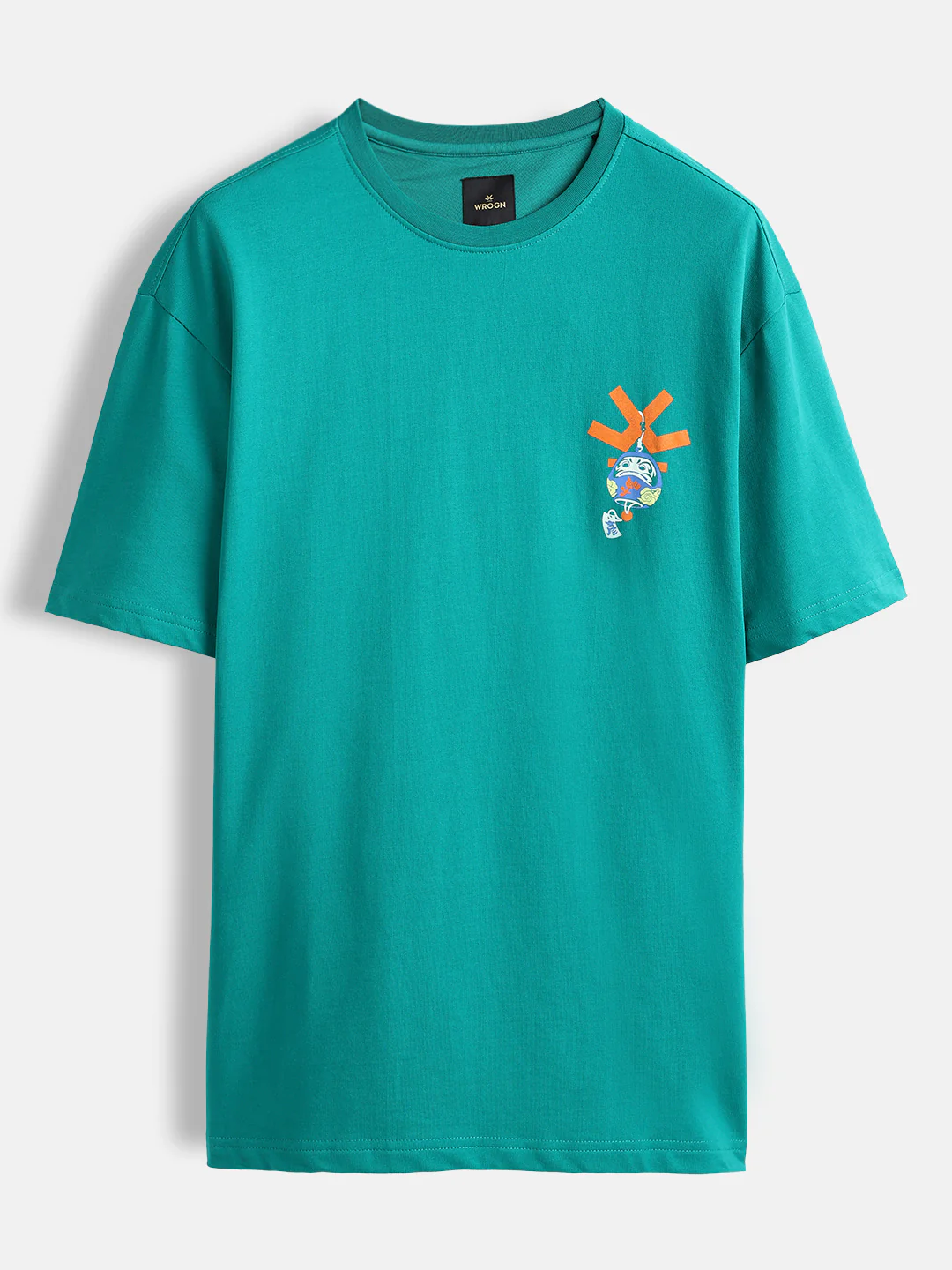 Playful chest print oversized T-shirt | Green - Image 7