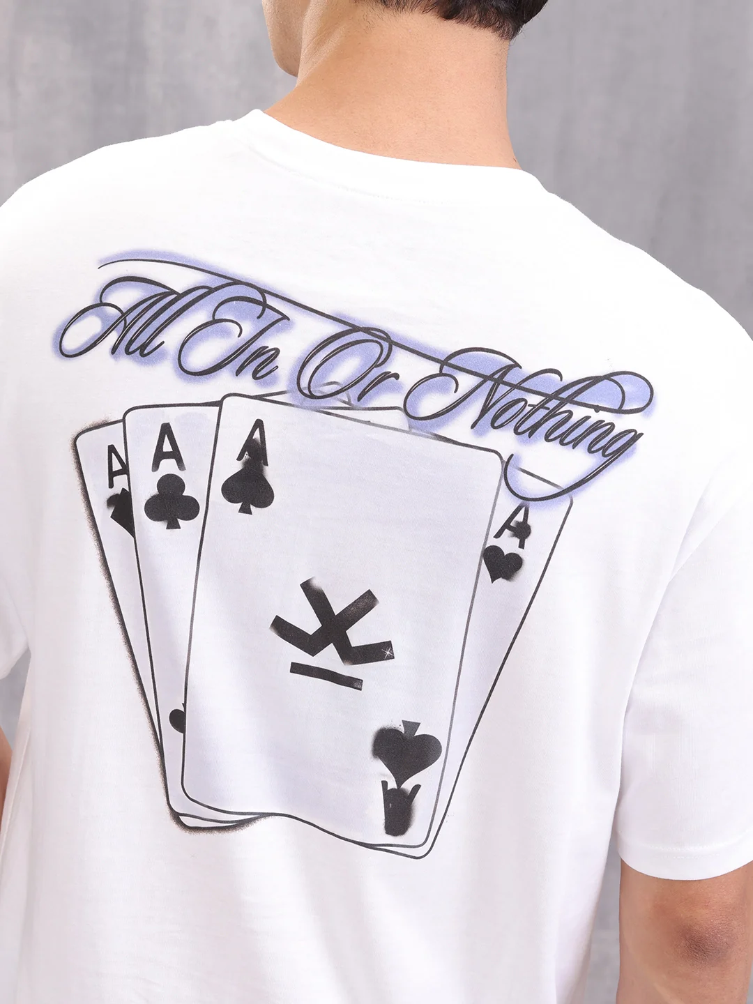Playing Cards Inspired Graphic Printed Oversized Fit T-Shirt | White - Image 5