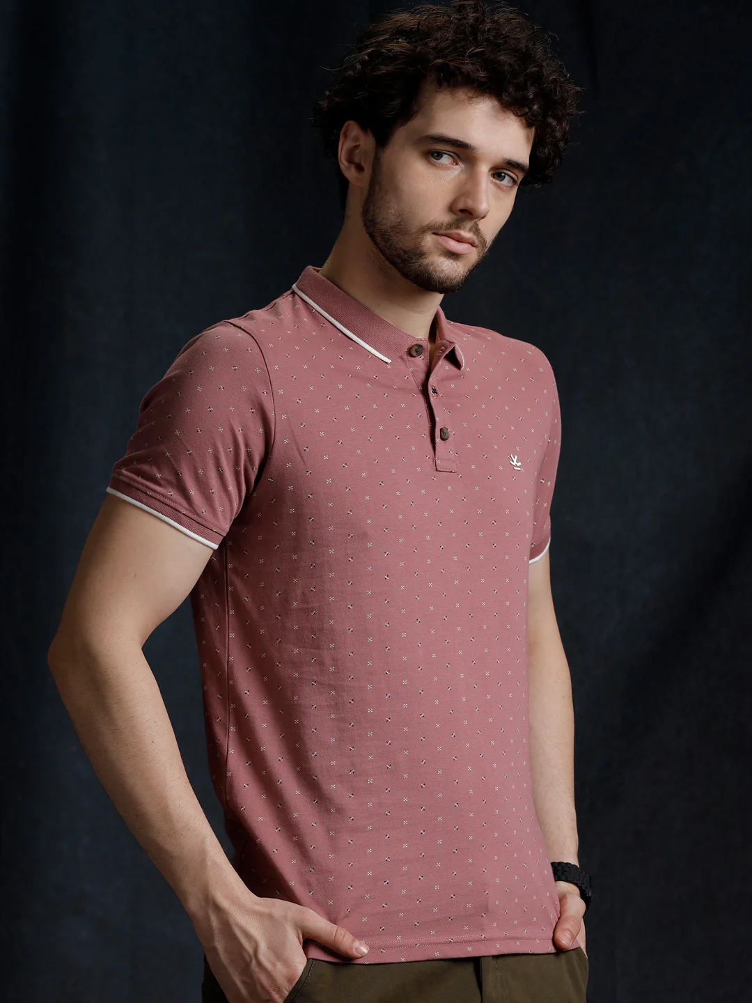 Polka Printed Polo T-Shirt - Image 4