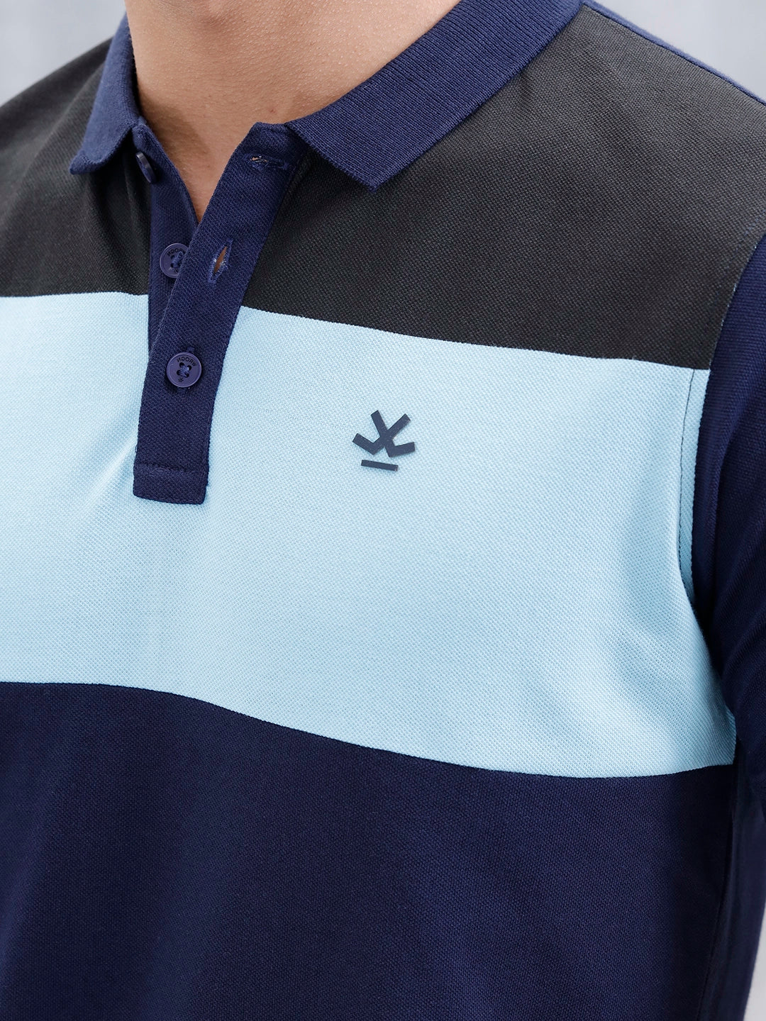 Polo T-Shirt With Colourblock Details | Dark Blue - Image 5