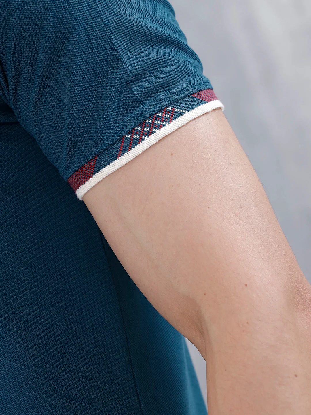 Polo T-Shirt With Contrast Collar |Teal - Image 5