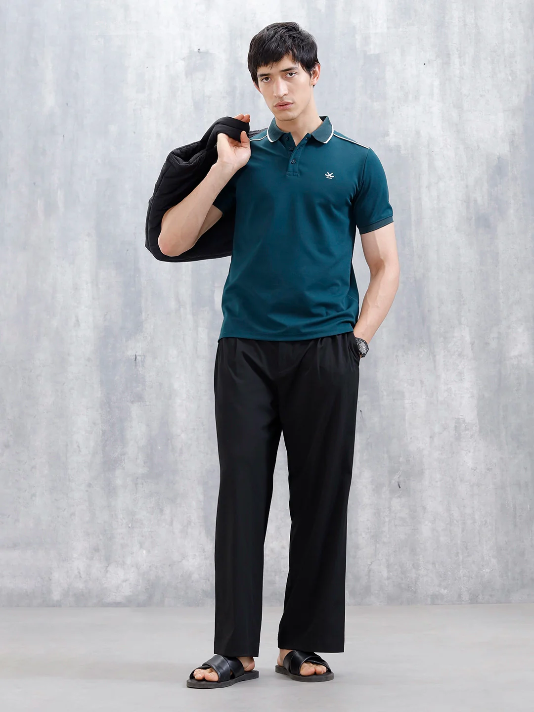 Polo T-Shirt With Contrast Trim Details | Teal - Image 2