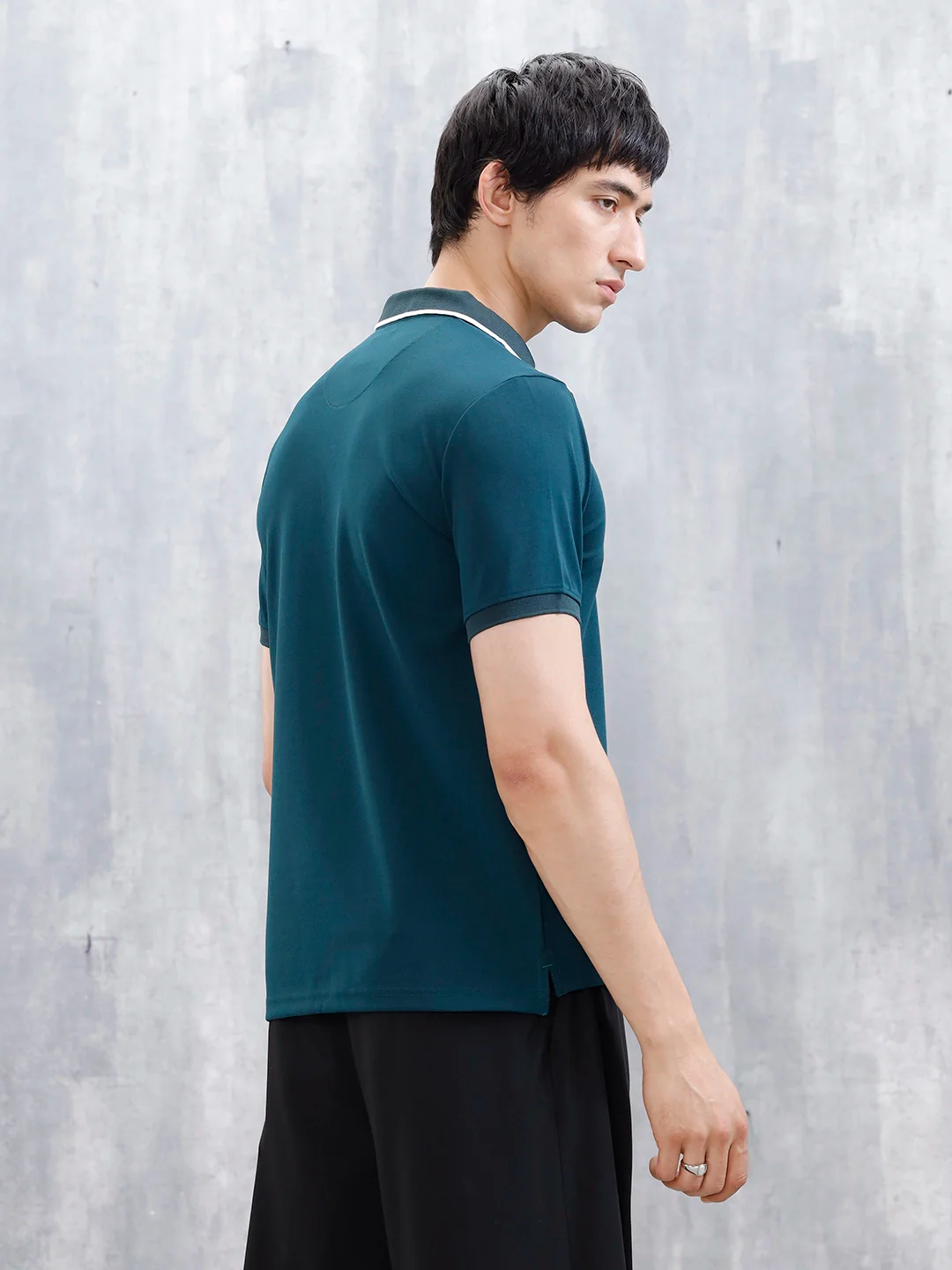 Polo T-Shirt With Contrast Trim Details | Teal - Image 3