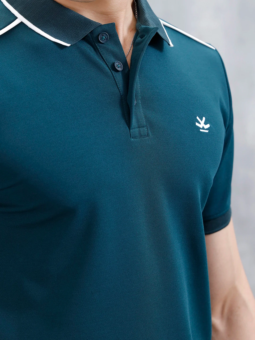 Polo T-Shirt With Contrast Trim Details | Teal - Image 5