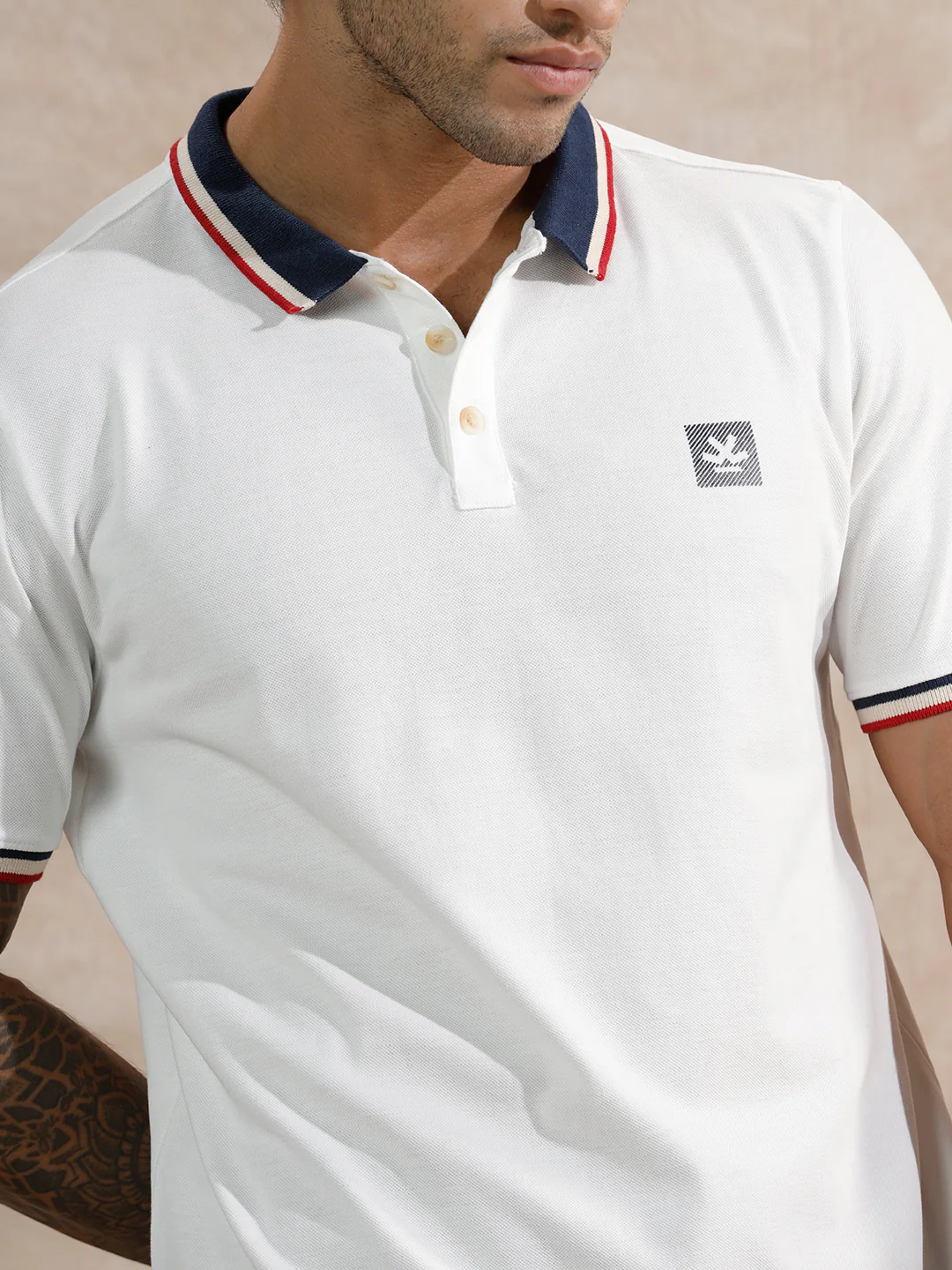 Pop Tipping Collar Polo T-Shirt | White - Image 5