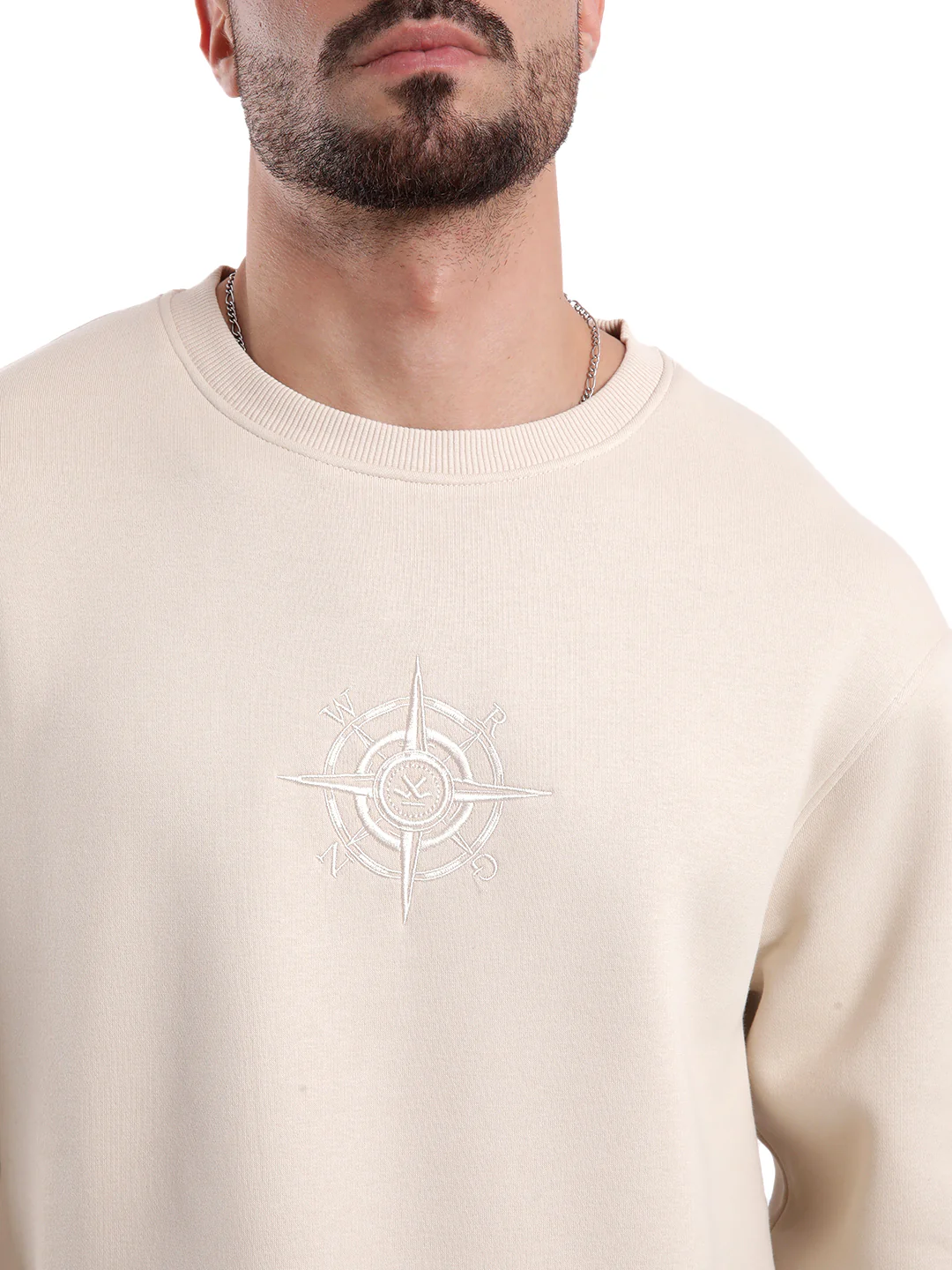Premium Beige Emroidered Sweatshirt - Image 5