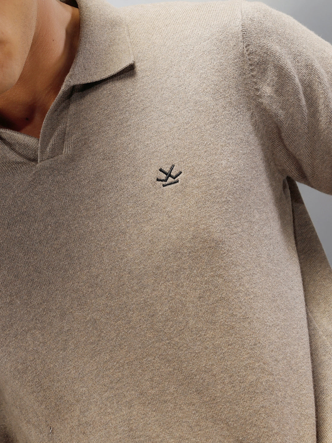 Premium Flat Knit Johnny Collar Polo T-Shirt | Brown - Image 6