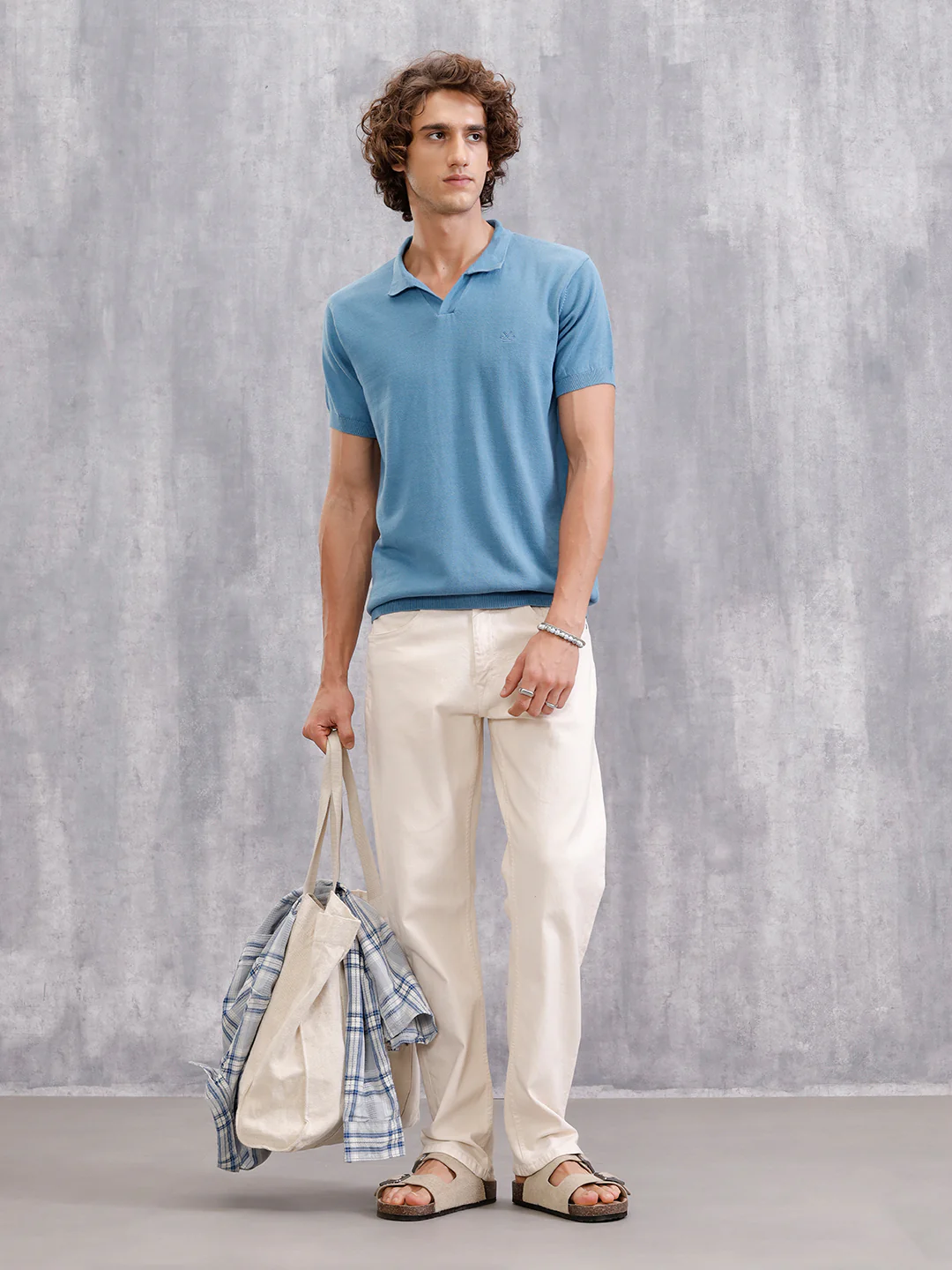 Premium Flat Knit Slim Fit Polo T-Shirt | Blue - Image 2