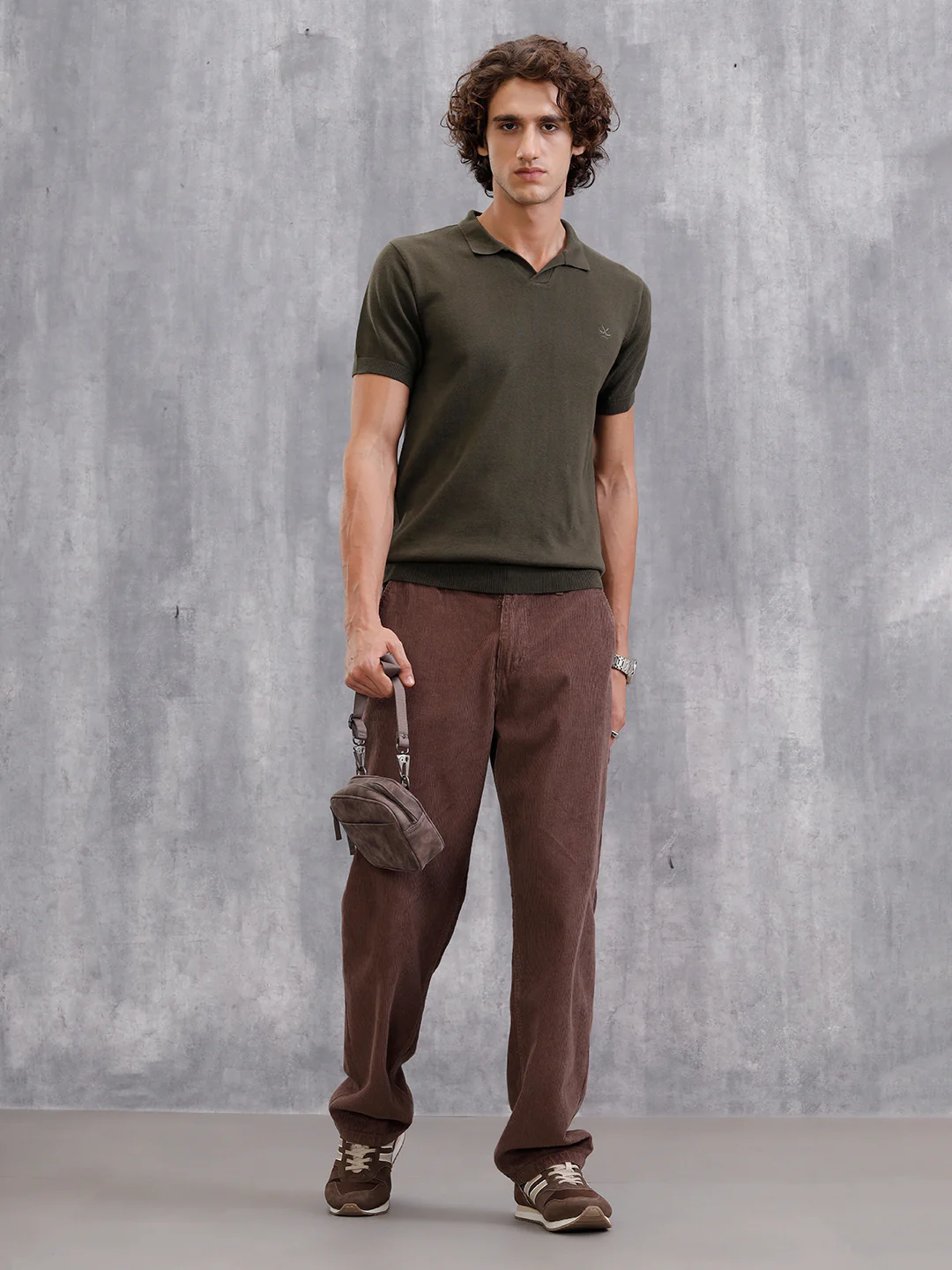 Premium Flat Knit Slim Fit Polo T-Shirt | Olive - Image 4