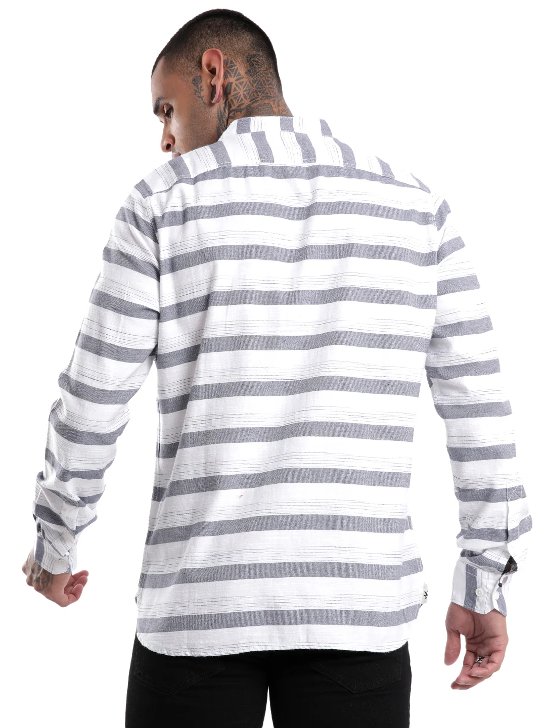 Premium Grey And White Striped Shirt - Image 3