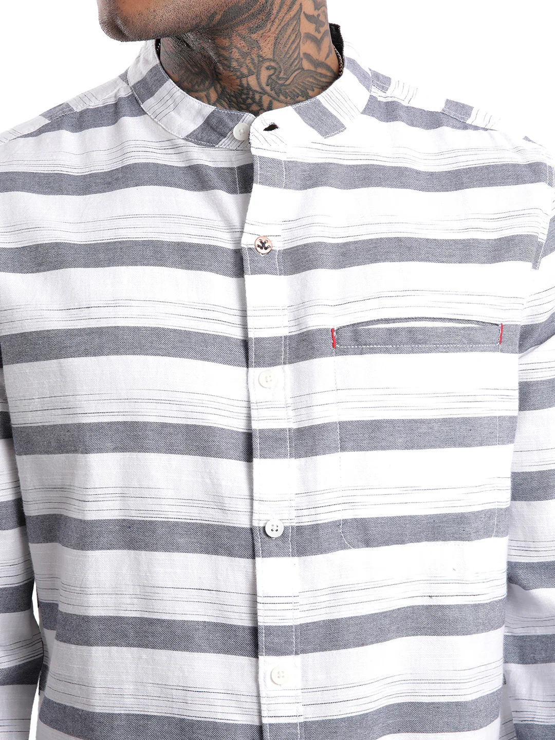 Premium Grey And White Striped Shirt - Image 5