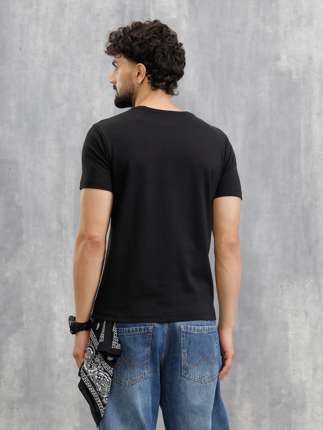 Premium Interlock Base With Dark Floral Logo Brand Carrier Crew Neck T-Shirt | Black - Image 3