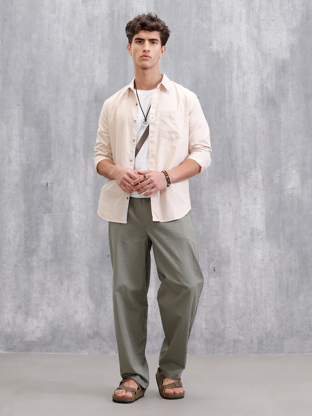 Premium Oxford Shirt In Slim Fit | Beige - Image 2