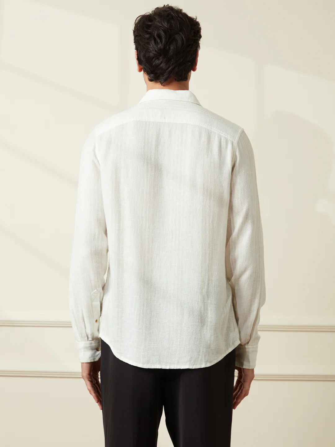 Waffle Textured Slim Fit Shirt | Beige - Image 3
