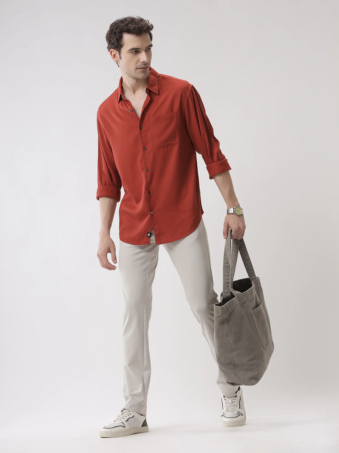 Premium Solid Rust Lyocell Shirt - Image 2