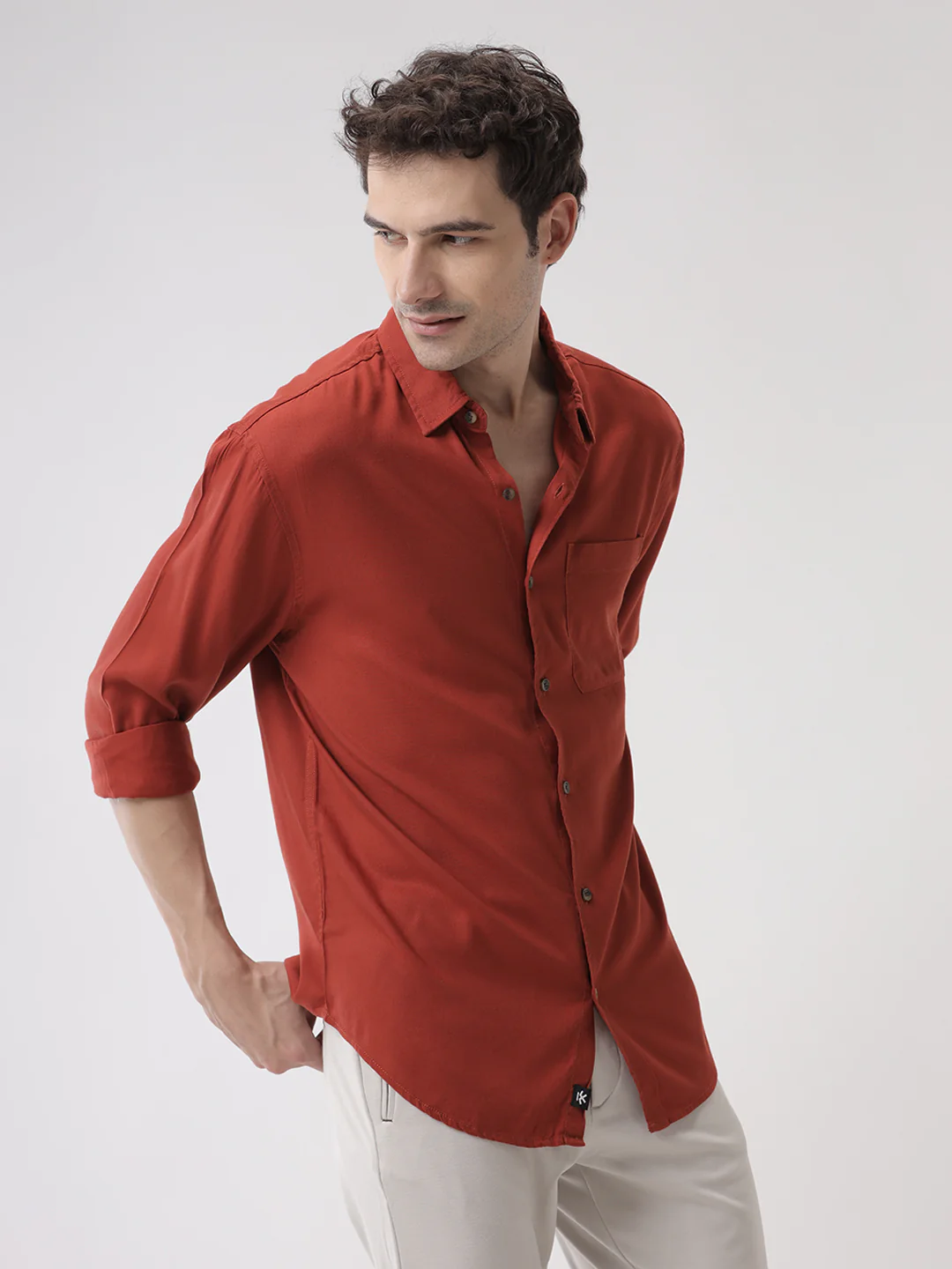 Premium Solid Rust Lyocell Shirt - Image 4