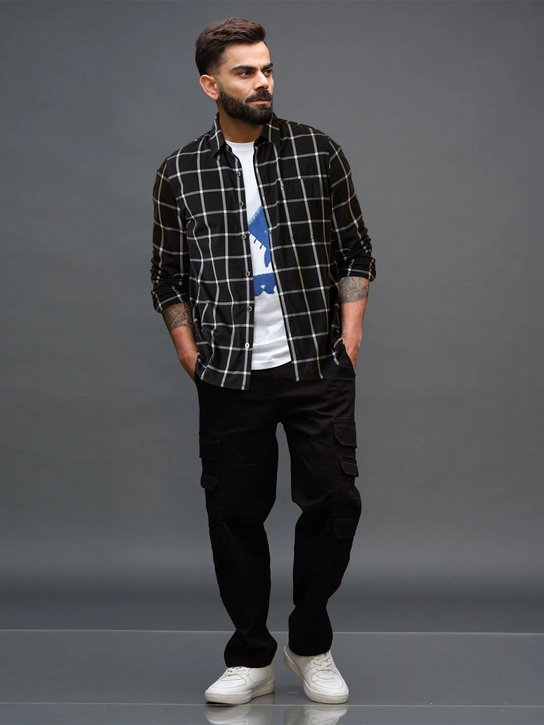 Checked Window Panel Shirt | Black - Image 2