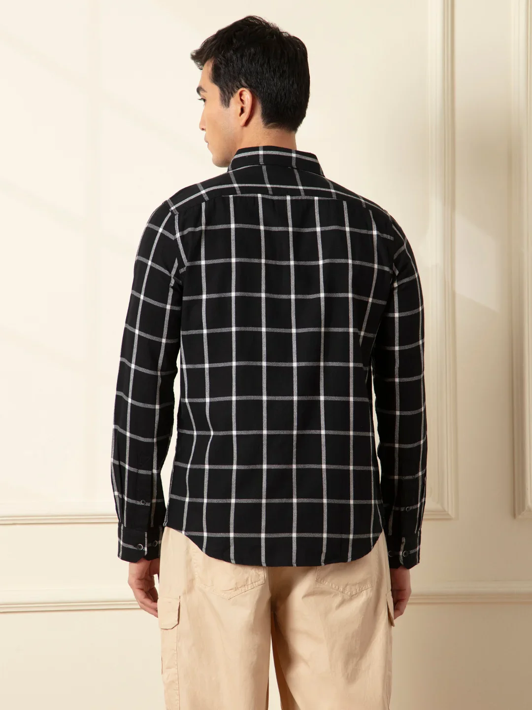 Checked Window Panel Shirt | Black - Image 5