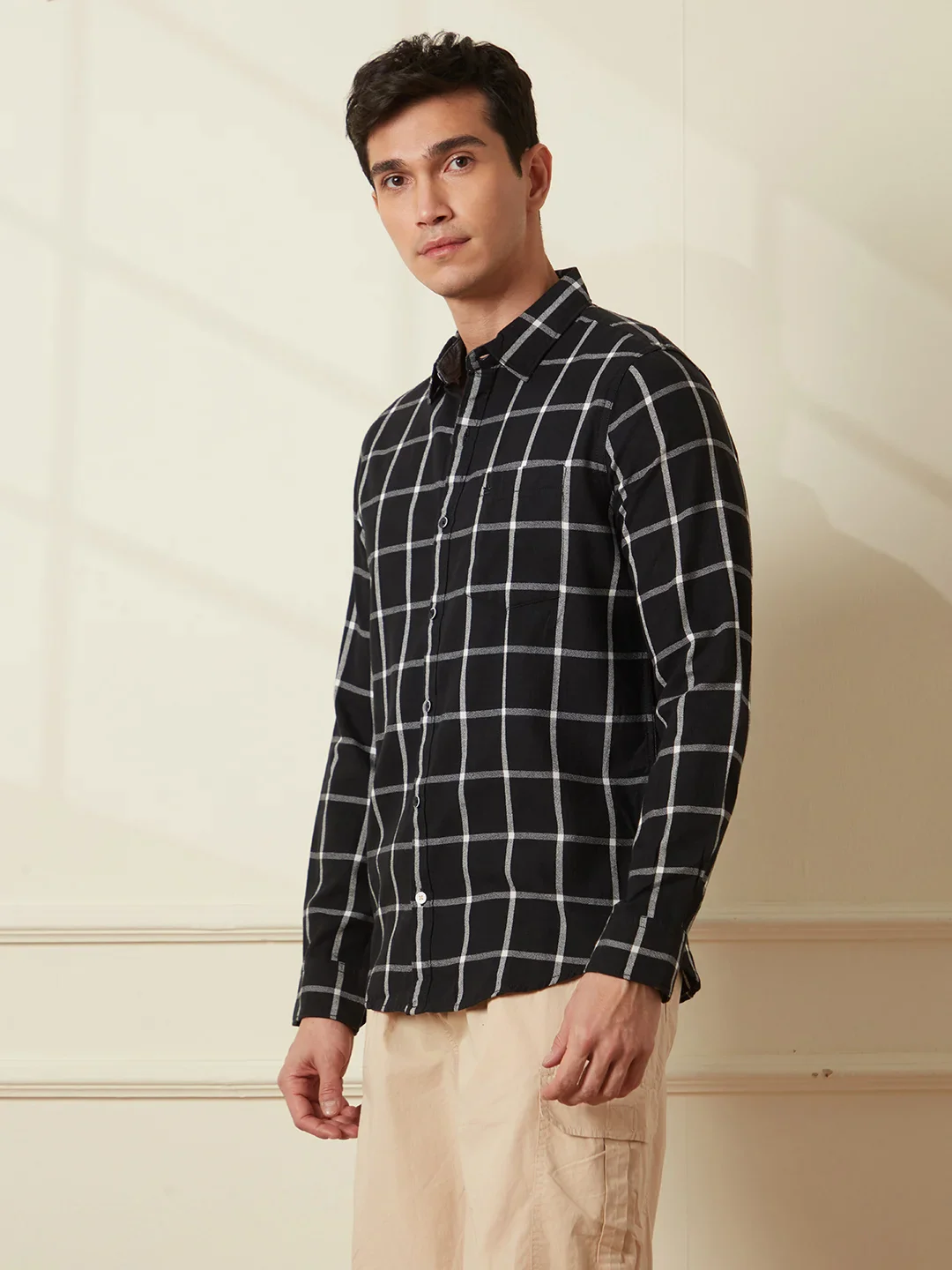 Checked Window Panel Shirt | Black - Image 6