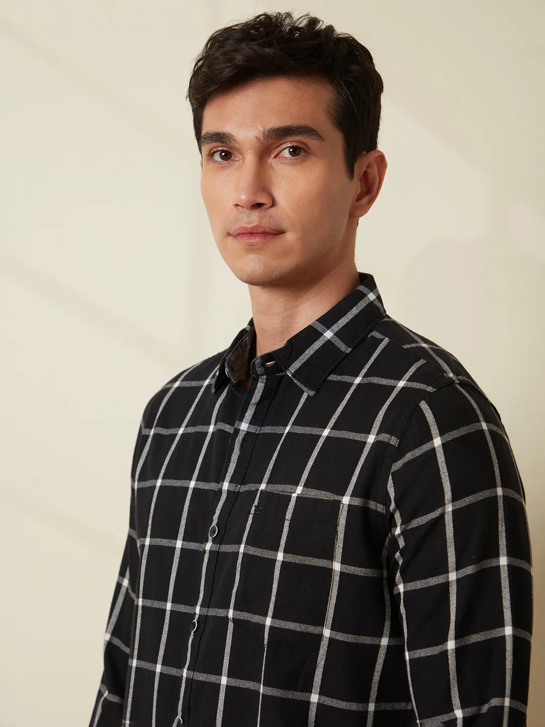Checked Window Panel Shirt | Black - Image 7