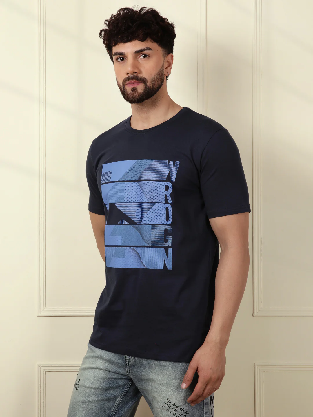 Printed Blue Bold T-Shirt - Image 4