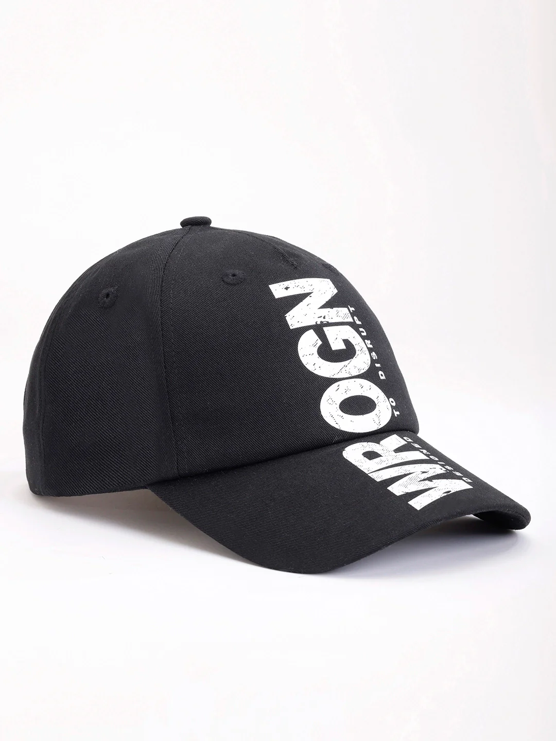 Printed "Disrupt" Graphic Cap | Black - Image 4
