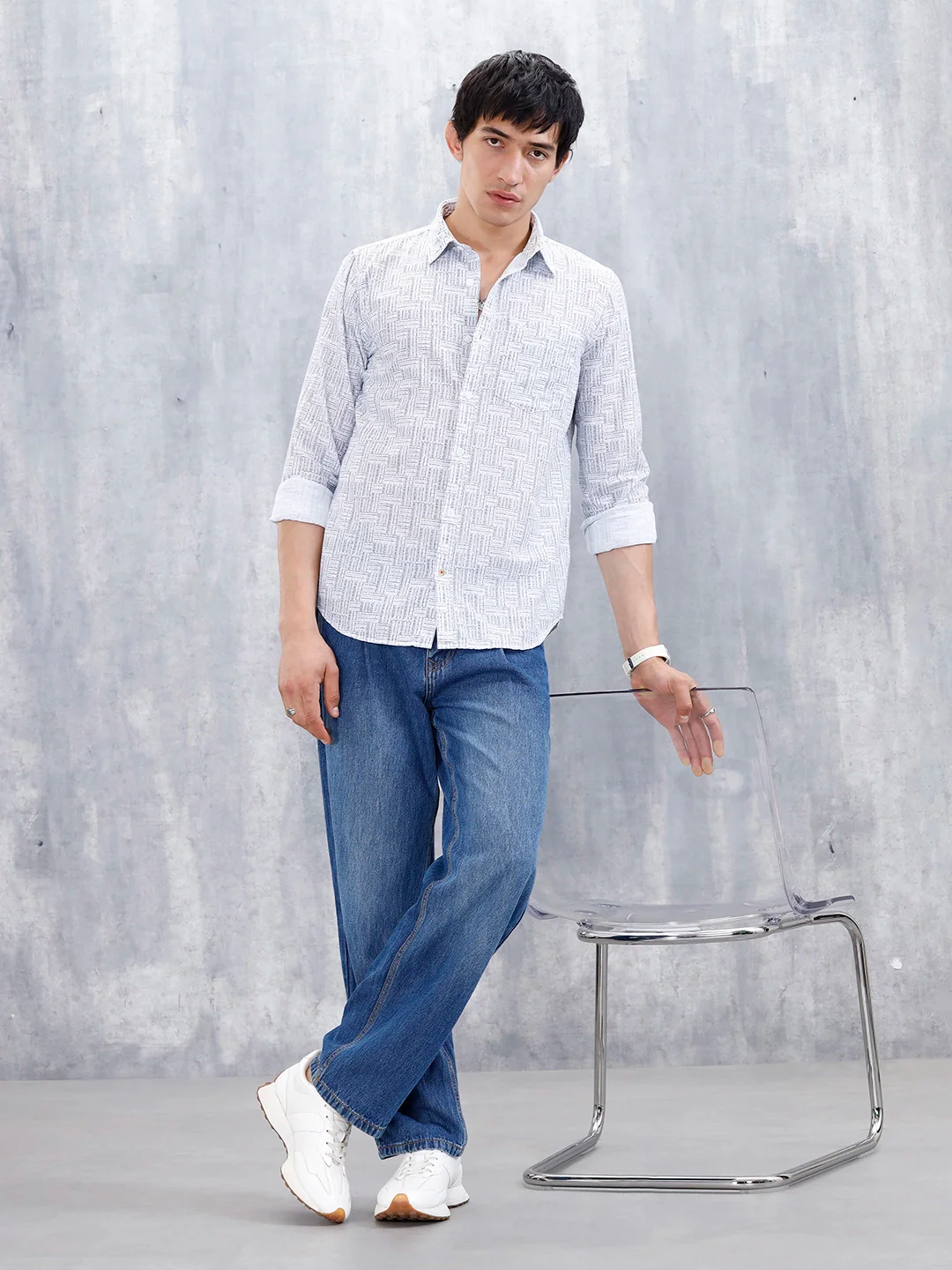 Printed Men's Casual Slim Fit Shirt | Blue - Image 2