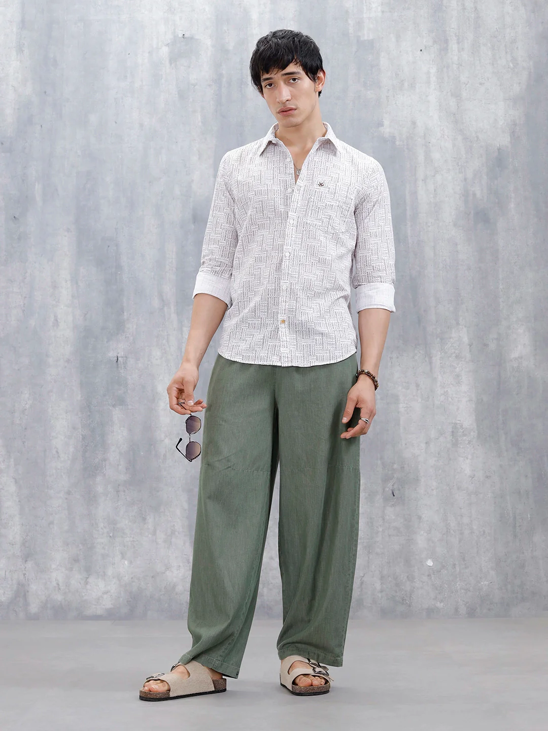 Printed Men's Casual Slim Fit Shirt | Brown - Image 2