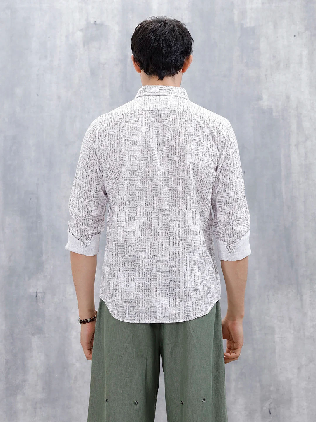 Printed Men's Casual Slim Fit Shirt | Brown - Image 3