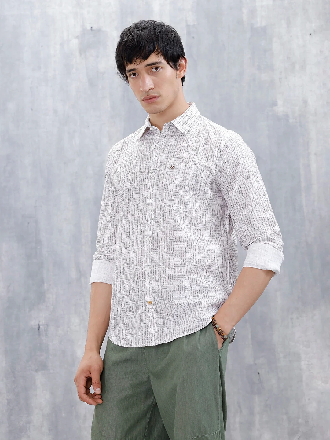Printed Men's Casual Slim Fit Shirt | Brown - Image 4