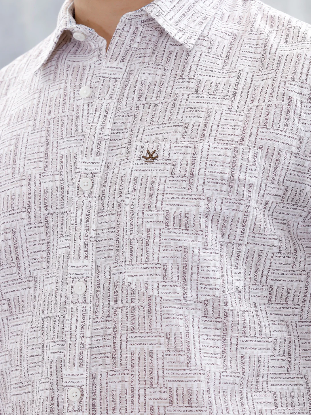 Printed Men's Casual Slim Fit Shirt | Brown - Image 5