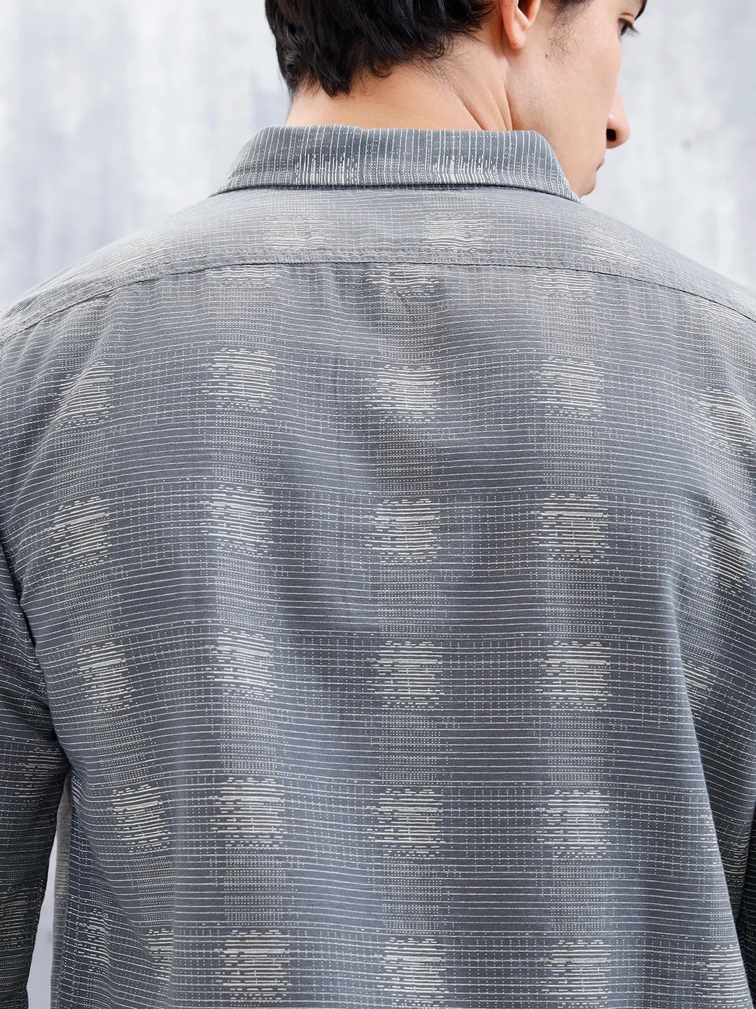 Printed Men's Casual Slim Fit Shirt  | Dark Grey - Image 5
