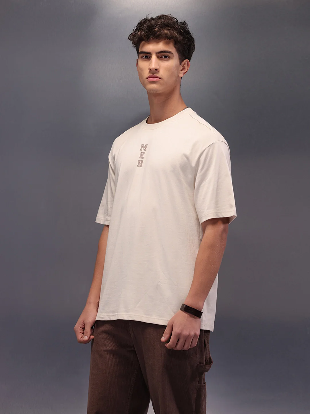Printed Patchwork Oversized T-Shirt | Beige - Image 4