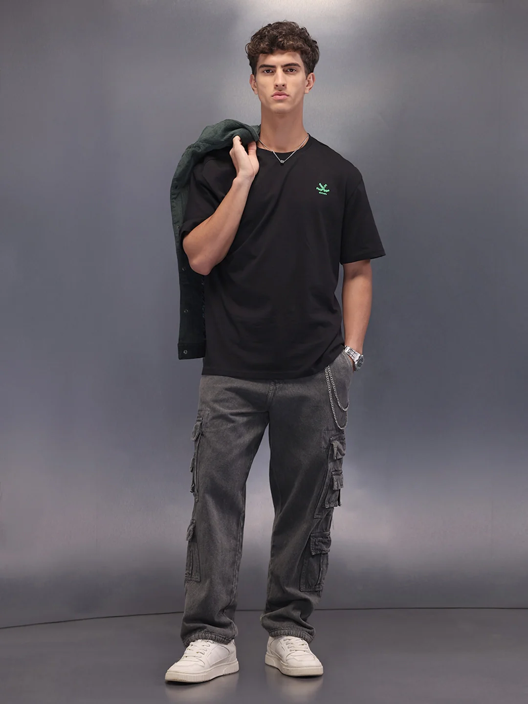Printed Patchwork Oversized T-Shirt | Black - Image 2